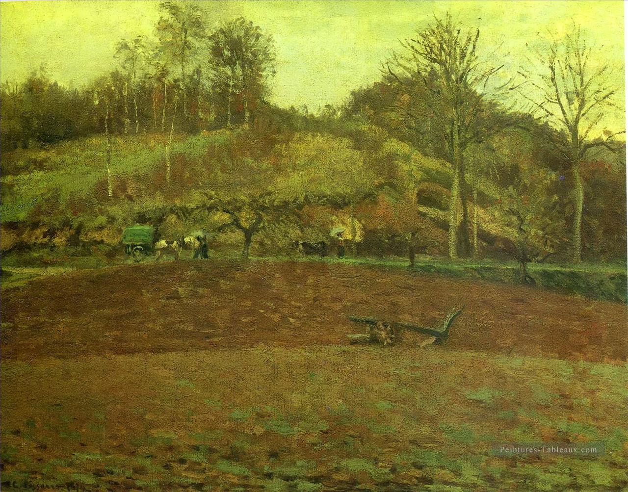 ploughland 1874 Camille Pissarro paysage Peintures à l'huile